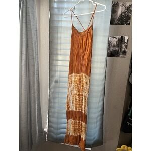 Boho Style  Tie-Dye Crinkle Maxi Dress with Spaghetti Straps